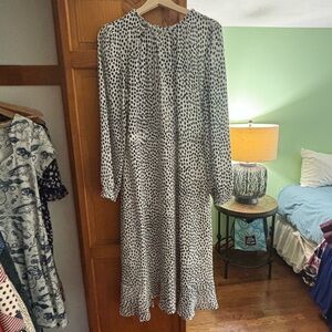 New white dress with black dots